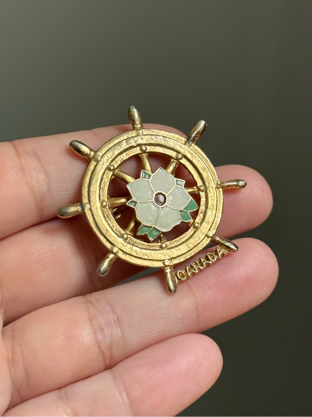 Vintage Nautical Mariner Pacific Coast Dogwood Plant Canada Lapel Pin